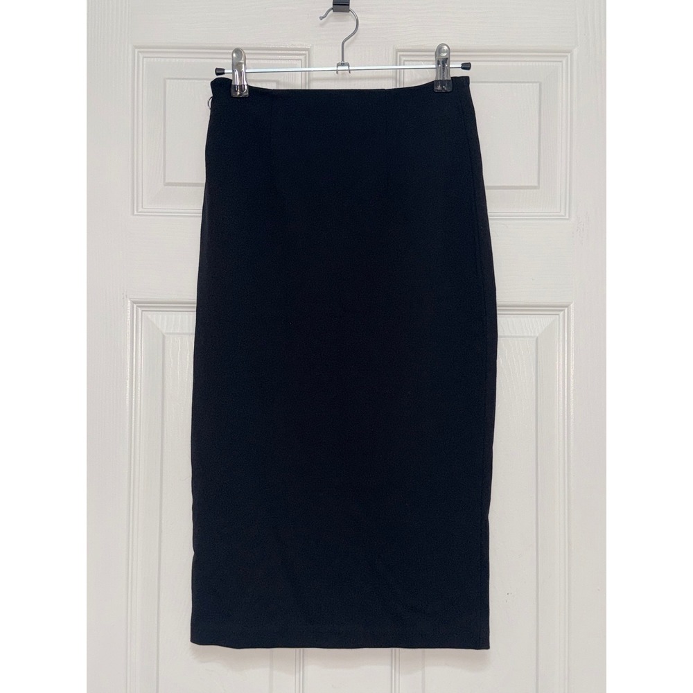 T by Alexander Wang Black High Waisted Pencil Midi Skirt Size XS Side Zip